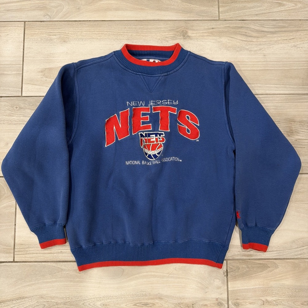 90's Vintage NBA New Jersey Nets L Crewneck Sweatshirt L Large Logo Athletic